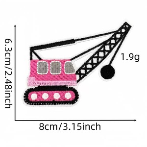 Toppe Ricamate Personalizzate per Veicoli da Cantiere, Escavatore Rosa Blu, Camion, Segnali Stradali, Applicazioni Termoadesive per <span class=keywords><strong>Abbigliamento</strong></span> Bambini - Product Image 2