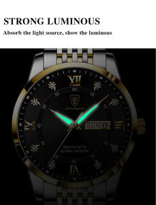 POEDAGAR 836 Nouvelle montre-bracelet décontractée pour homme en acier inoxydable avec bracelet en cuir, aiguilles lumineuses, montre à quartz analogique pour homme, Montre Reloj - Product Image 4