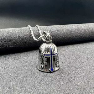 Collier en acier inoxydable Bijoux Cadeau Rétro Punk <span class=keywords><strong>Moto</strong></span> Ailes d'Ange Motocyclette Pendentif Cloche porte-bonheur - Product Image 2