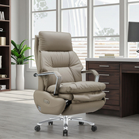 Chaise de bureau ergonomique de luxe haut de gamme gris clair, design moderne confortable avec fonction de refroidissement pour les directeurs