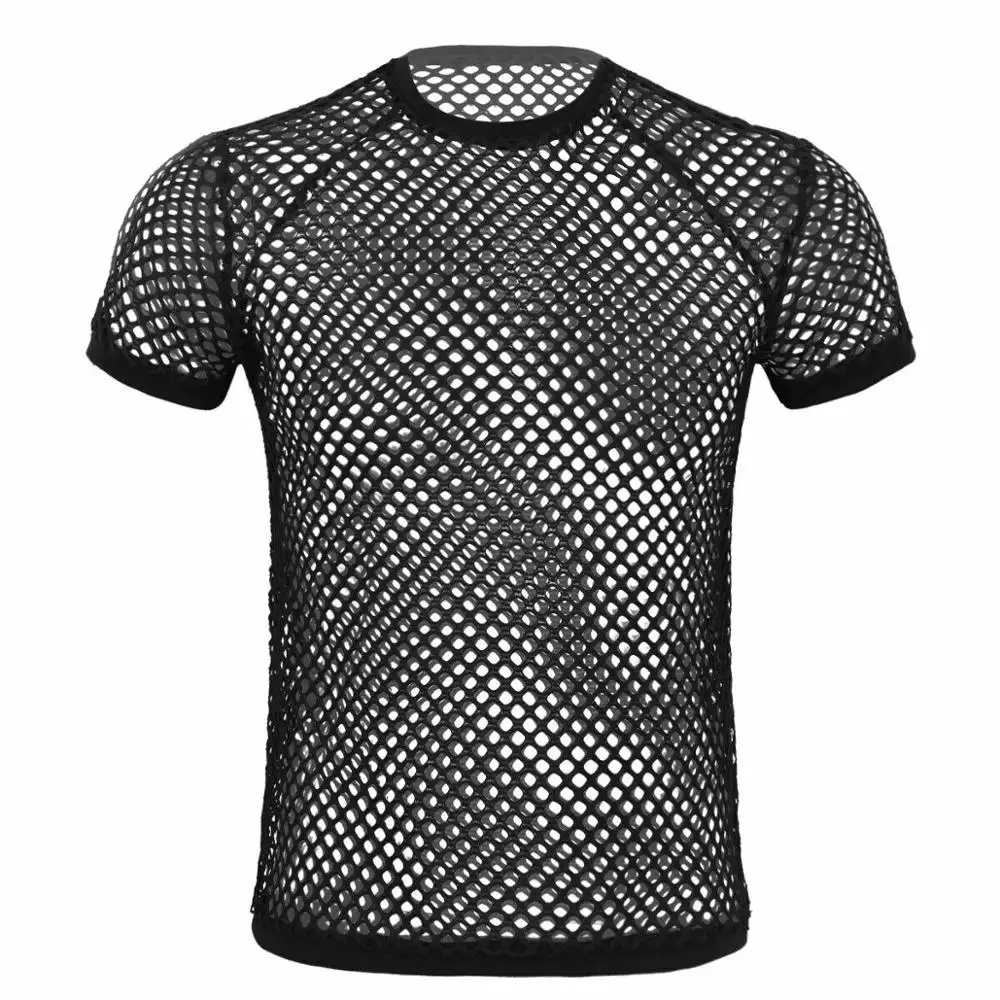 Venta al por mayor de impresión para hombre Sexy Mesh Fishnet camiseta ver a través de deportes gimnasio entrenamiento músculo chaleco camiseta para hombre