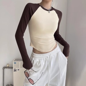 Haut de yoga color block à manches longues coupe ajustée pour femme, vêtement de fitness automne, course et entraînement, SML, Spandex - Product Image 1