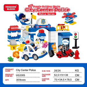 Blocs de construction OEM personnalisés de grande taille, ensemble de voiture de police, hélicoptère, logo personnalisé, jouets éducatifs pour enfants de 3 ans et plus, cadeau - Product Image 4