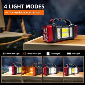 Linternas LED de alta potencia, linterna recargable por USB, linterna de búsqueda, linterna para acampar, luz portátil multifuncional COB - Product Image 3
