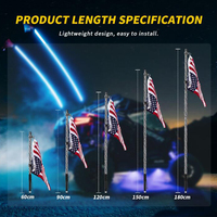 2x5FT Spiral Whip Lights, avec drapeau américain pour Sand Dune Buggy Offroad UTV ATV Polaris RZR Can-Am X3 4X4 Trucks Jeep