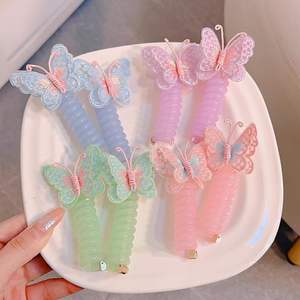 カラフルな電話ワイヤーコードヘアバンド刺繍蝶日本織りポニーテールアーティファクトツールキッズヘアネクタイ - Product Image 3