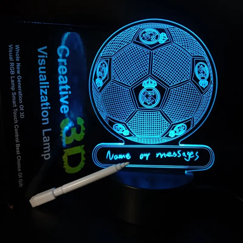 2024 di vendita calda lampade 3D con penna creativa cancellabile bacheca di notte luce scrivibile in acrilico piastra di notte lampada USB di ricarica