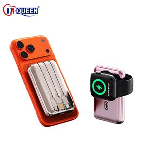 Batterie Li-polymère portable à charge rapide 10000mAh avec logo personnalisé, chargeur sans fil ultra fin avec câble intégré pour téléphone - Product Image 1