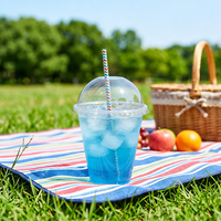 Lot de 50 gobelets en plastique transparent de 16 oz avec couvercles plats, anti-fuite, sans BPA, jetables, pour boissons froides, fêtes, limonade