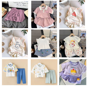 Conjuntos de ropa para niños Profit King, camisetas de algodón con pantalones cortos, diseños florales de mariquita en denim para niños de 0 a 12 años - Product Image 5