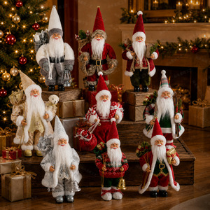 Dropshipping Shopify 12 Inch Christmas <b>Santa</b> Claus <b>Standing</b> Plush Figure Window Display Holiday Decor - Product Image 6