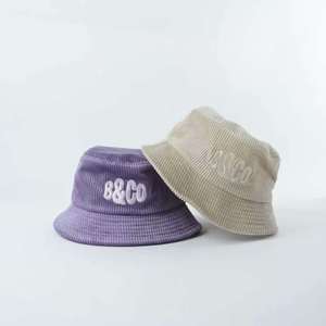 High Quality One Side Bucket <strong>Hat</strong> Cute <strong>Purple</strong> Cream White Color Support Customization Logo Wholesale Bucket <strong>Hats</strong> for Kids Adults - Product Image 1