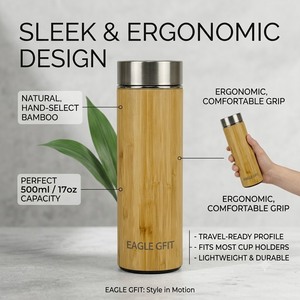 Taza de café de bambú 100% natural, ecológica y de grado alimenticio, portátil para viajes, para uso diario en exteriores y camping, biodegradable. - Product Image 1