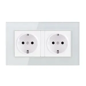 European Standard 16A Crystal Glass Panel Double Wall Power Socket with German Type