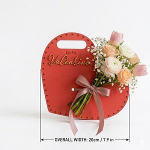 Portaflores de Madera Rosa en Forma de Corazón con Recorte de Amor para el Día de San Valentín, Decoración para Mostrar Ramos de Boda, Manualidades - Product Image 2