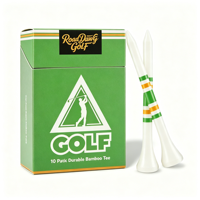 Tee de golf en cuir personnalisé unique, support en bambou, broche drapeau en bois avec marqueur de balle, idéal pour la gravure laser