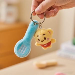 OEM/ODM Cute Blue <b>Spoon</b> Plush Keychain Soft Stuffed <b>Spoon</b> Key <b>Ring</b> Bag Charm for Kids Girls Gift - Product Image 1