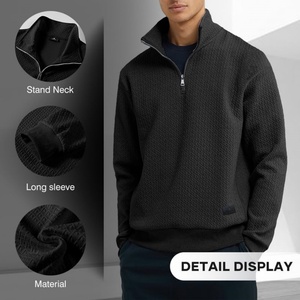 Adult Autumn Printed Collar <b>Half</b> <b>Zip</b> Sweatshirts Casual Mock Neck Long Sleeve Solid Geometric Texture Waffle Quick Dry - Product Image 3