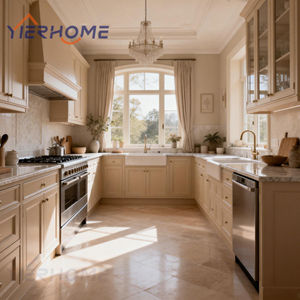 YIERHOME Ensemble <span class=keywords><strong>de</strong></span> cuisine moderne complet, armoires modulaires avec plan <span class=keywords><strong>de</strong></span> travail en quartz, évier intégré, <span class=keywords><strong>plaque</strong></span> <span class=keywords><strong>de</strong></span> <span class=keywords><strong>cuisson</strong></span> et colonne d'appareils électroménagers - Product Image 4