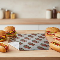 Papier d'aluminium laminé imprimé isolant, résistant à la graisse, de qualité alimentaire, pour la cuisson de hamburgers, fajitas, burritos, sandwichs, hot-dogs