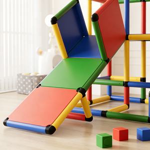 โครงปีนป่ายพลาสติกเกรดเชิงพาณิชย์สำหรับใช้ในร่ม พร้อมสไลเดอร์ สำหรับร้านเล่นและศูนย์รวมความบันเทิงสำหรับครอบครัวในร่ม - Product Image 1