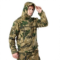 Veste à capuche tactique d'extérieur en polaire épaisse camouflage imprimée pour homme