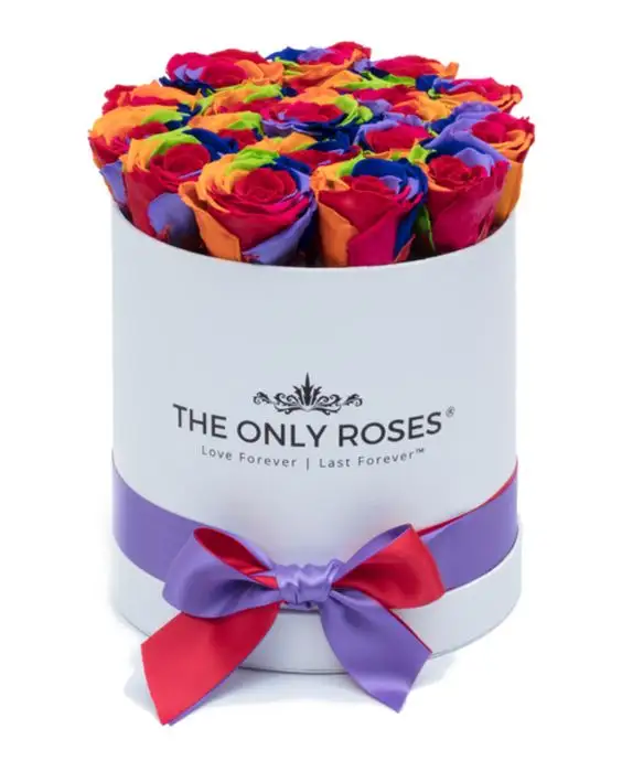 9-10 cm Rainbow Color Preserved Roses Flower Head Bud Forever Eternal Roses A Grade For Home Decor