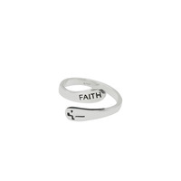 S925 Sterling Silber Religiöser Glaube Kreuz Ring Anpassbar Gravierter Offener Brief Glaubens ring Modisches Zubehör