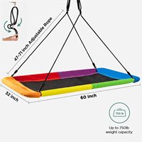 Balançoire rectangulaire XL réglable en métal pour aire de jeux, design moderne, utilisation extérieure, applications scolaires et sportives, sangles d'arbre