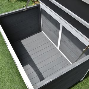 בית כלבי עץ בית מחמד לשימוש חיצוני עם צירים גג עמיד לגשם - Product Image 4