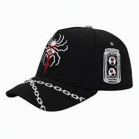 Gorra de Béisbol Negra Personalizada, de Sarga de Algodón, 5 Paneles, Bordado 3D, Ajustable con Cierre a Presión, Unisex, Estilo Urbano, Venta al Por Mayor, OEM, ODM