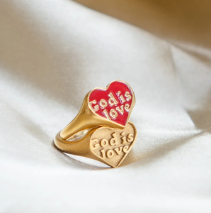 Anello Minimalista a Forma di Cuore Jietao per Donne, Anello 'Dio è Amore' in Acciaio Inossidabile, Gioiello Personalizzato, Regalo di Anniversario - Product Image 3