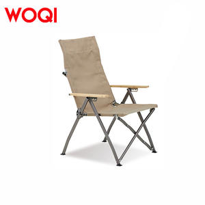 Chaise pliante réglable Woqi, structure en aluminium, tissu Oxford, chaise de jardin avec accoudoirs en bambou, portable, robuste, pour extérieur - Product Image 3