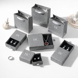 Boutique Jewelry Set Box Luxury Rigid Drawer Specialty Paper Jewelry <b>Display</b> Box Velvet Insert Foil Stamping Custom Logo OEM - Product Image 6