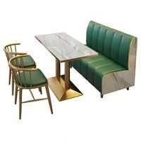 Ensemble de meubles modernes en marbre pour hôtels et restaurants, banquette en cuir et fer, canapé, sièges, tables de café, bar, café, motifs carrés