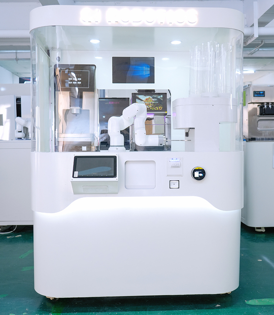 Factory Sale Dr.coffee Robot Barista Espresso Vending Machine APP Control 150-200 Capacity JAKA 6-Axis Robotic Arm