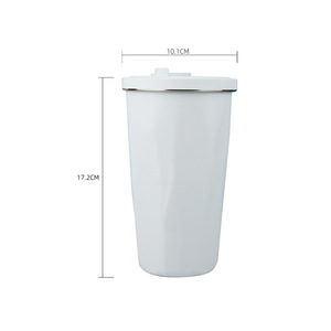 Gobelet isotherme en acier inoxydable avec paille, 16 oz, blanc, portable, pour les voyages, la voiture, le bureau, l'extérieur - Product Image 3