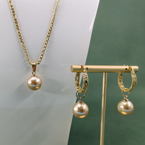 Nouvel ensemble de bijoux hawaïens en acier inoxydable PVD électroplaqué, étanche, avec <span class=keywords><strong>collier</strong></span> <span class=keywords><strong>et</strong></span> boucles <span class=keywords><strong>d</strong></span>'oreilles en perles - Product Image 5