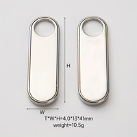 Tirette de fermeture éclair en acier inoxydable, finition argentée polie, personnalisable avec logo, pour sacs et vêtements