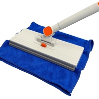 Serpillère plate télescopique mains libres pour usage domestique, double usage sec/humide, compatible avec les lingettes et les serviettes épaisses, gadget de nettoyage de sol