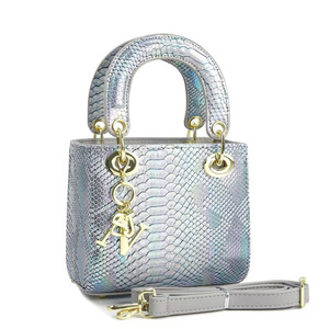 Elegante Bolso de Mano Cuadrado para Mujer con Patrón de Serpiente, Correa Extraíble, Decoración con Logotipo, Material PU, Bolso Cruzado para Uso Diario - Product Image 1