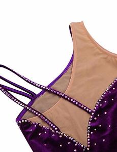 Kostum Skating lengan panjang, kostum Penampilan grosir, rok tari perut Leotards bermotif untuk - Product Image 3