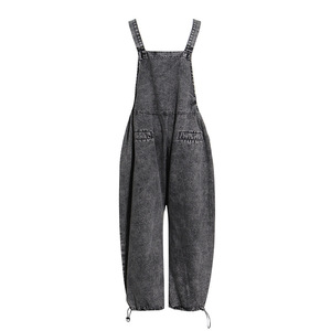 Nuevos pantalones <span class=keywords><strong>de</strong></span> moda urbana para <span class=keywords><strong>mujer</strong></span>, pantalones cargo, overoles, vaqueros grises, pantalones casuales <span class=keywords><strong>de</strong></span> cintura alta con tirantes sueltos - Product Image 4