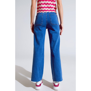 Jeans a Gamba Dritta con Dettaglio Tasche Frontali in Lavaggio Medio - Product Image 3