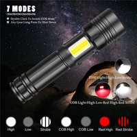 Lampe torche LED rechargeable COB, lampe torche tactique longue portée, zoomable, la plus puissante pour la chasse, lampe torche LED XHP160