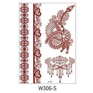 Reddish Brown Henna Temporary <b>Tattoo</b> Stickers Waterproof <b>Paper</b> Floral Geometric Indian Diwali Women Body Art - Product Image 6