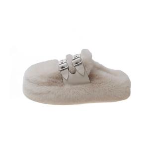 Fourrure de lapin 2025 – Nouveauté pour femme : Plush léger à semelle épaisse pour le printemps, rembourrage extra épais et chaud, semelle souple massante - Product Image 1