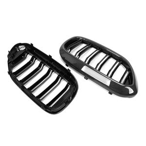 BMW 5 Serisi G30 F90 M5 2018-2020 için <span class=keywords><strong>M</strong></span> Style Karbon Fiber Araba Ön Tampon Izgarası Çift Çizgili Izgara Parlak Siyah Orta Izgara - Product Image 5