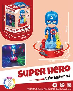 Nouveauté 2023 : Jouet musical pour enfants, figurine de super-héros de cascadeur universelle avec lumière rotative électrique et quatre bases de gâteau interchangeables - Product Image 4