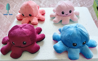 Animaux en peluche jouets pieuvre Flip réversible en peluche pieuvre oreiller changement de visage humeur petite poupée pieuvre mignonne poupée de chiffon doux